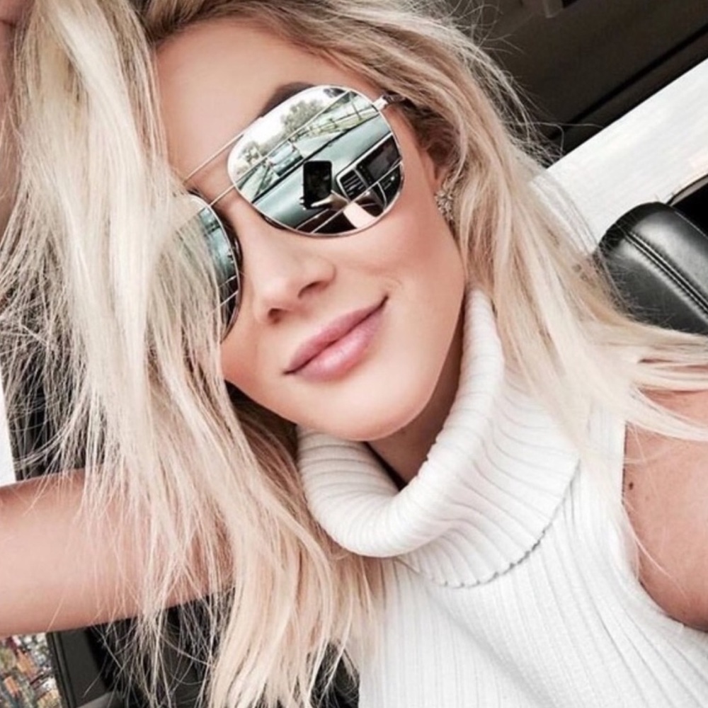 Silver Reflective Aviator Sunglasses